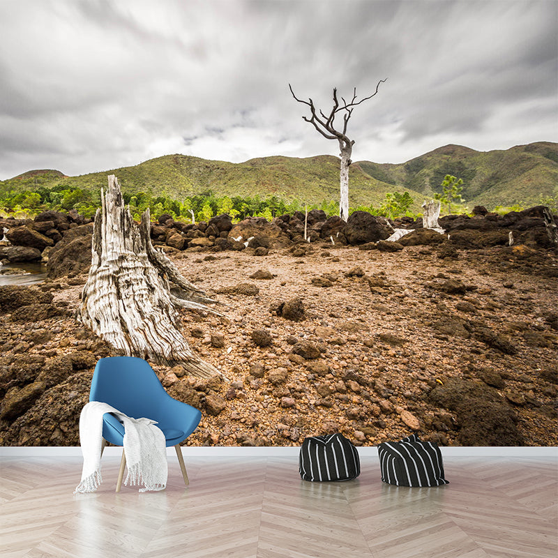 Brown Bare Ground Mural Wallpaper Moisture Resistant Nordic Living Room Wall Decor