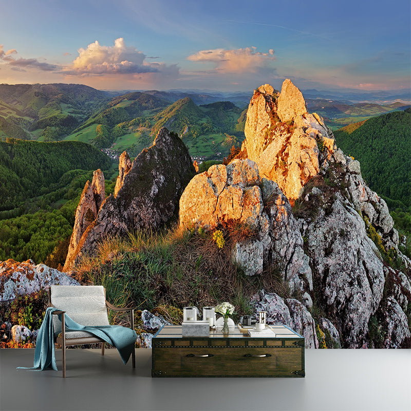 Photography Sunrise Mountain View Mural Huge Wall Covering for Living Room, Custom Print