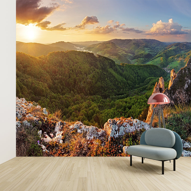 Photography Sunrise Mountain View Mural Huge Wall Covering for Living Room, Custom Print