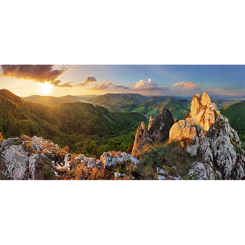 Photography Sunrise Mountain View Mural Huge Wall Covering for Living Room, Custom Print