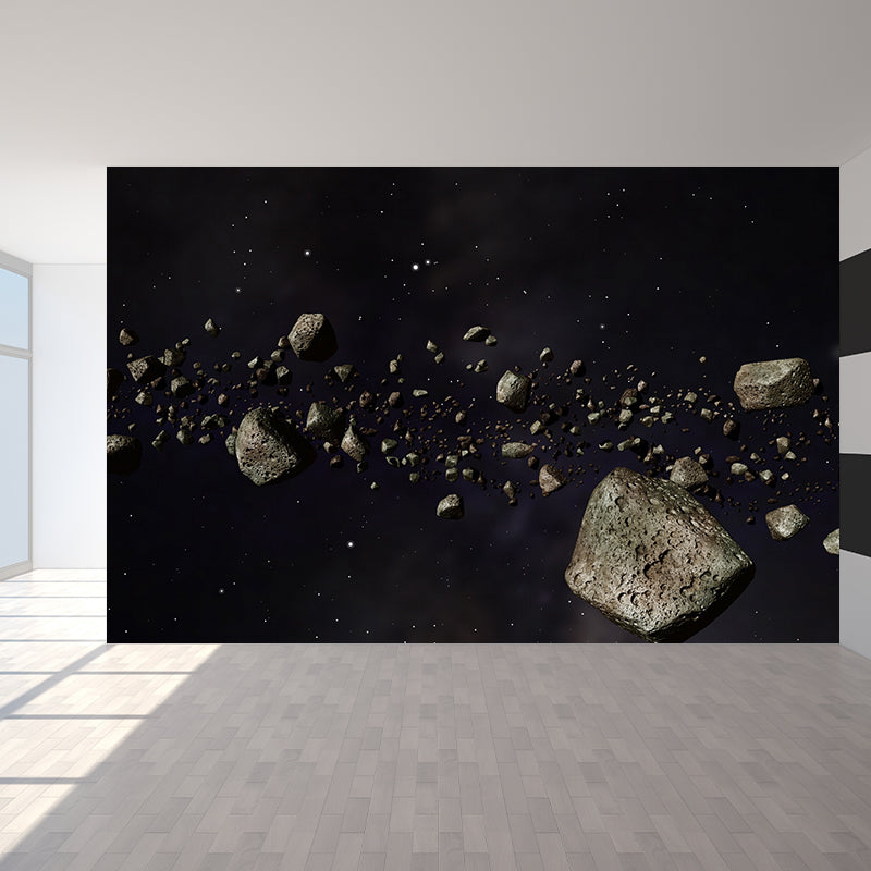 Black Anti-Gravity Stone Mural Moisture Resistant Wall Covering for Boys Bedroom