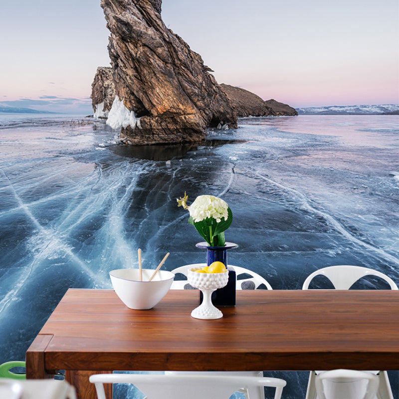 Blue Mountain Above Ice Mural Decal Stain-Resistant Modernist Living Room Wall Art