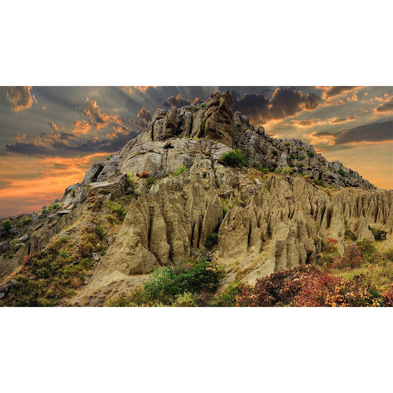 Photography Sun Behind Mountain Mural Decal Big Wall Decor for Living Room, Made to Measure