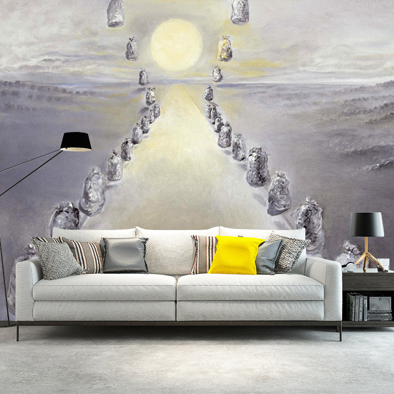 Grey Path of Enigmas Mural Waterproofing Surrealistic Living Room Wall Decoration