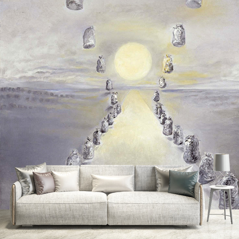 Grey Path of Enigmas Mural Waterproofing Surrealistic Living Room Wall Decoration