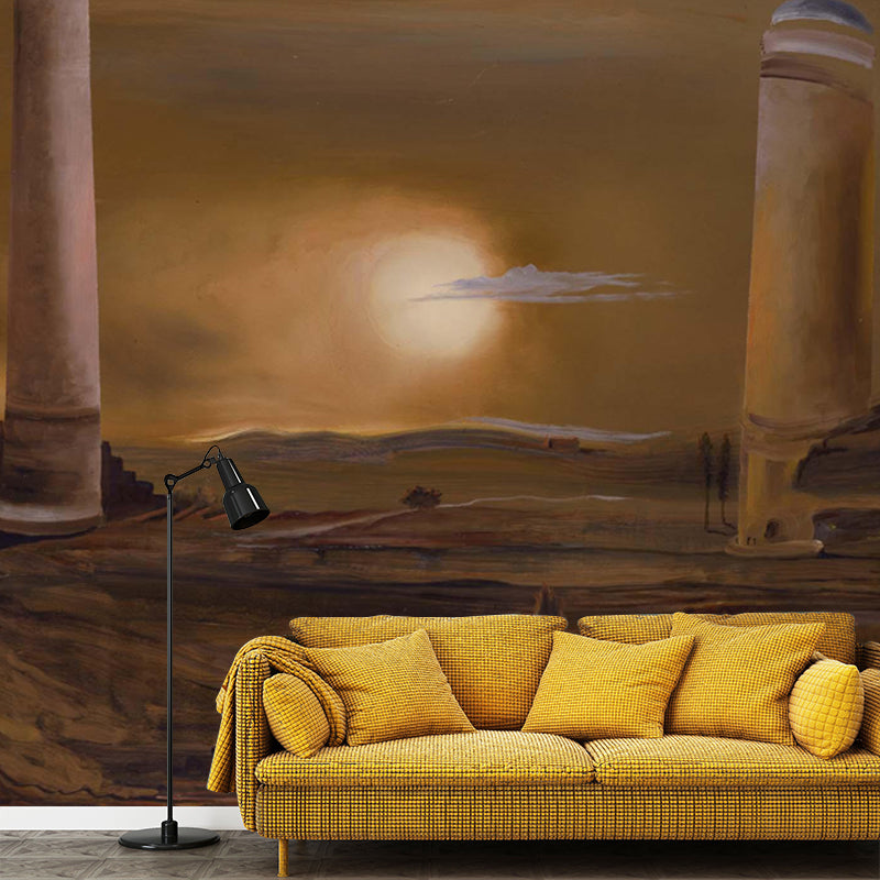 Salvador Dali the Towers Mural Surrealist Non-Woven Material Wall Covering in Brown