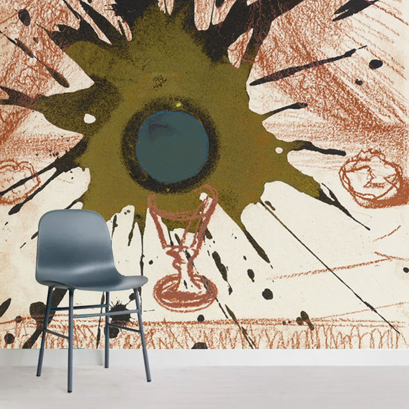Coffee Splash Painting Mural Water-Proof Wall Covering for Living Room, Custom-Print