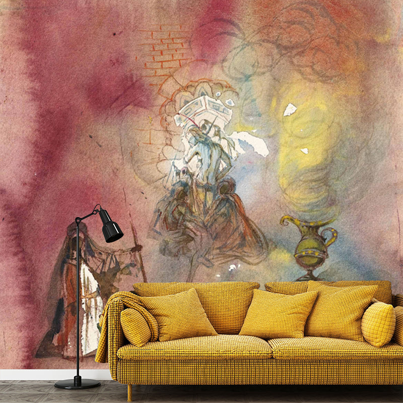 Surrealist Religious Wallpaper Mural Red Waterproofing Wall Art for Home Gallery