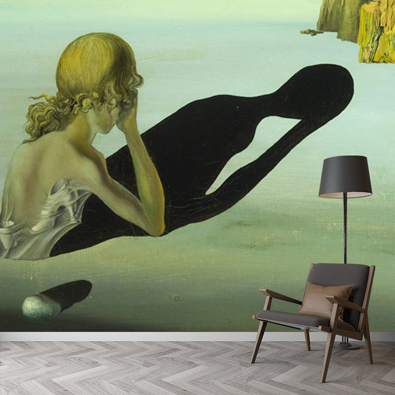 Non-Woven Waterproof Mural Surrealist Remorse or Sphinx Embedded in the Sand Painting Wall Decor