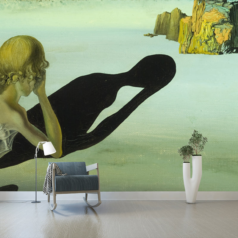Non-Woven Waterproof Mural Surrealist Remorse or Sphinx Embedded in the Sand Painting Wall Decor