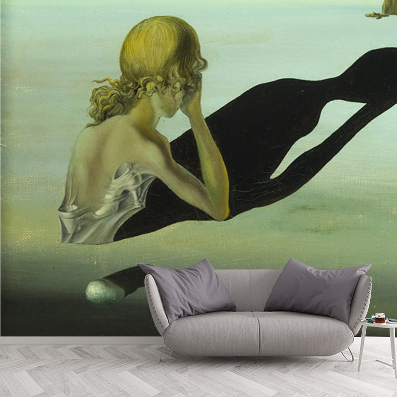 Non-Woven Waterproof Mural Surrealist Remorse or Sphinx Embedded in the Sand Painting Wall Decor