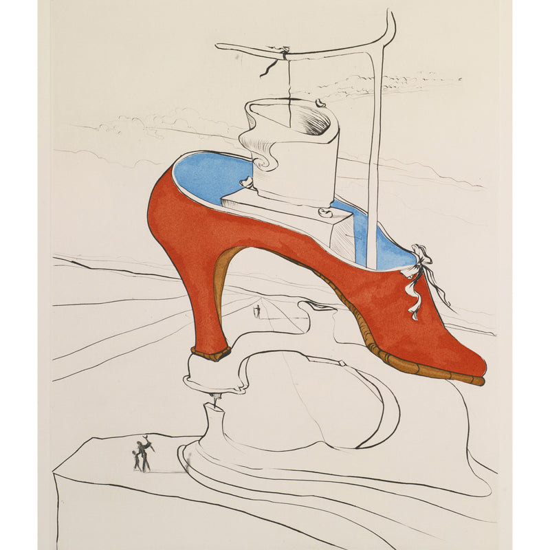 Large Shoe Producing Wall Mural in Red Non-Woven Wall Decor, Moisture Resistant, Custom Made
