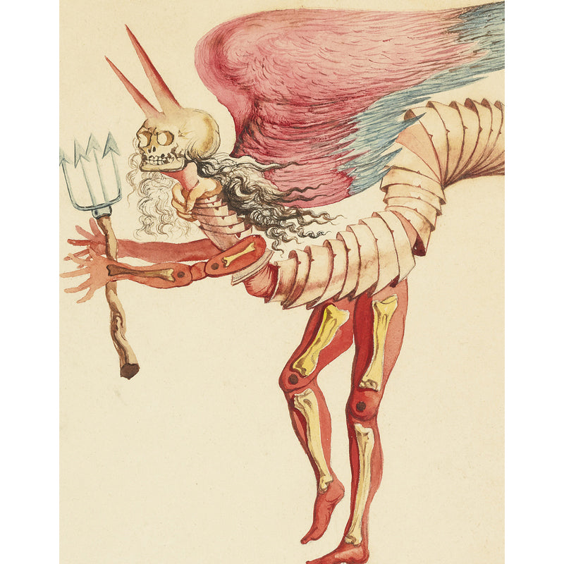 Centipede of the Hell Mural Surrealistic Smooth Surface Wall Covering in Red on Beige