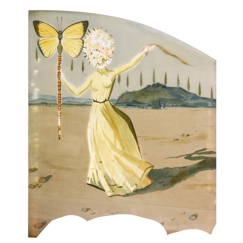 Illustration Gala Dress Mural Wallpaper for Accent Wall, Yellow, Personalized Size