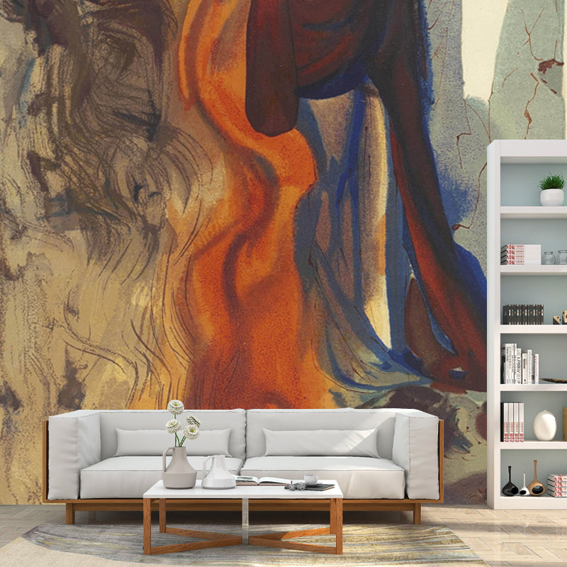 Red Catholic Priest Painting Mural Washable Surrealism Living Room Wall Covering