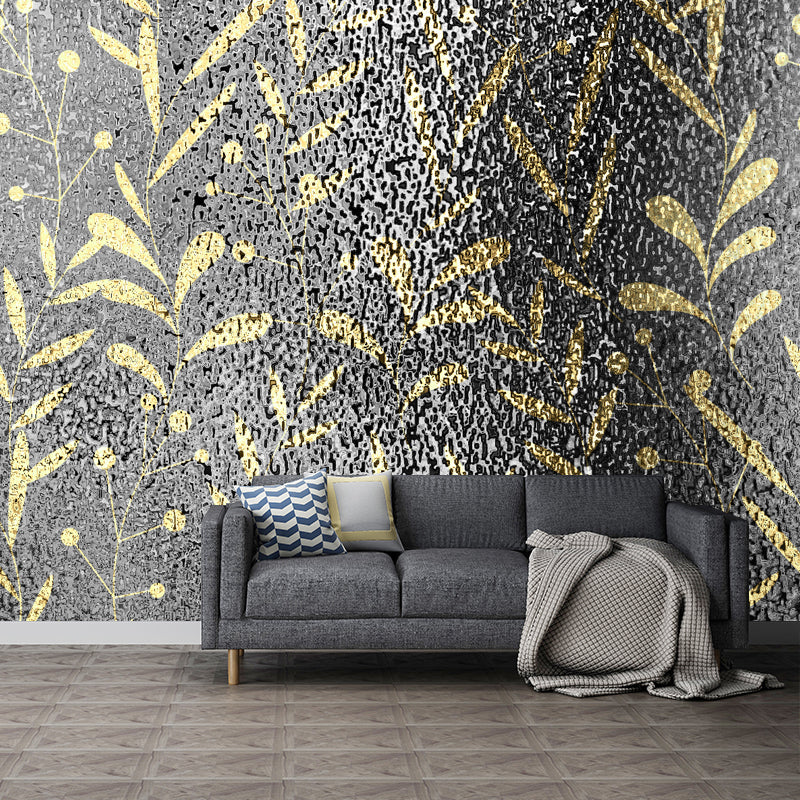 Full Size Foil Wallpaper Mural Artistry Pretty Botanics Wall Decor in Bright Color