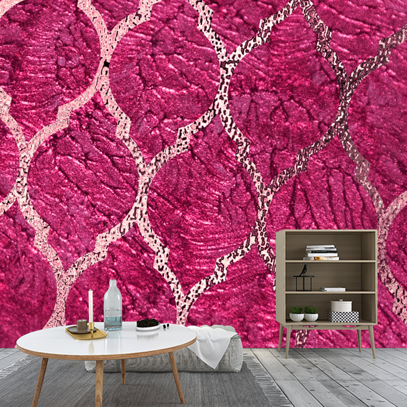 Ogee Patterned Foil Wall Mural Contemporary Stain Resistant Bedroom Wall Art, Made to Measure