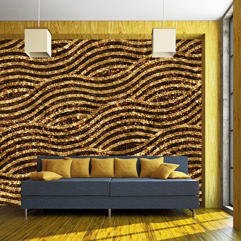 Illustration Waves Foil Mural Wallpaper Large Size Wall Covering for Home, Custom Print