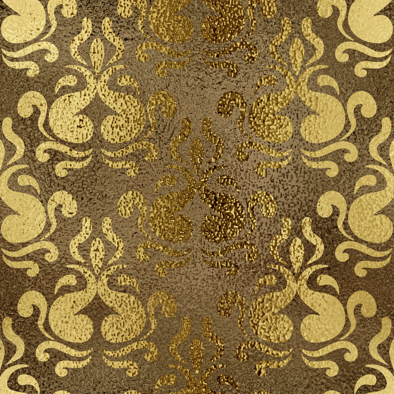 Foil Damask Print Mural Decal Retro Style Semi-Gloss Wall Decoration for Living Room