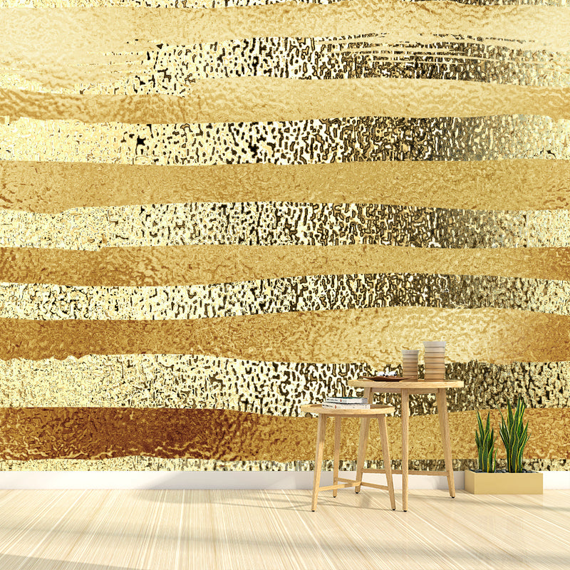 Illustration Foil Stripe Wallpaper Mural for Accent Wall, Dark Color, Made to Measure