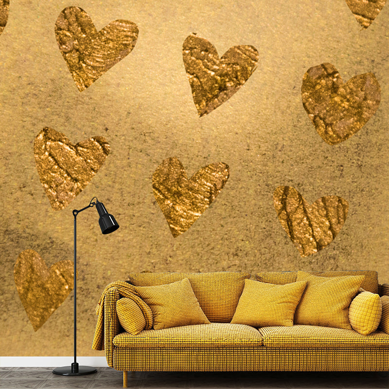 Modern Loving Heart Print Mural Soft-Color Foil Wall Decoration for Girls Bedroom