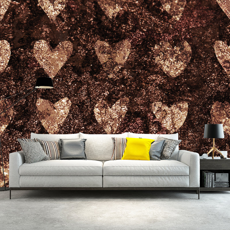 Modern Loving Heart Print Mural Soft-Color Foil Wall Decoration for Girls Bedroom