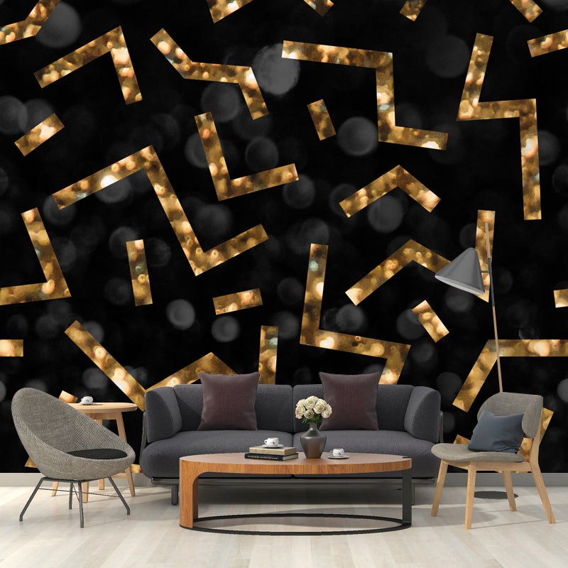 Huge Maze Lines Foil Mural Dark Color Non-Woven Material Wall Covering, Washable, Custom Made