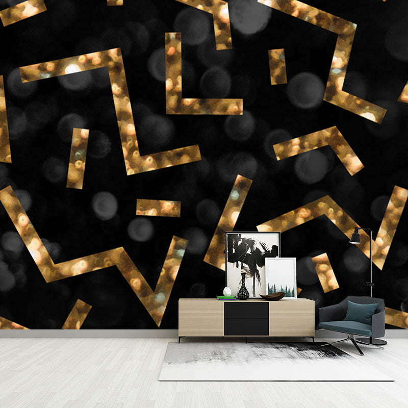 Huge Maze Lines Foil Mural Dark Color Non-Woven Material Wall Covering, Washable, Custom Made