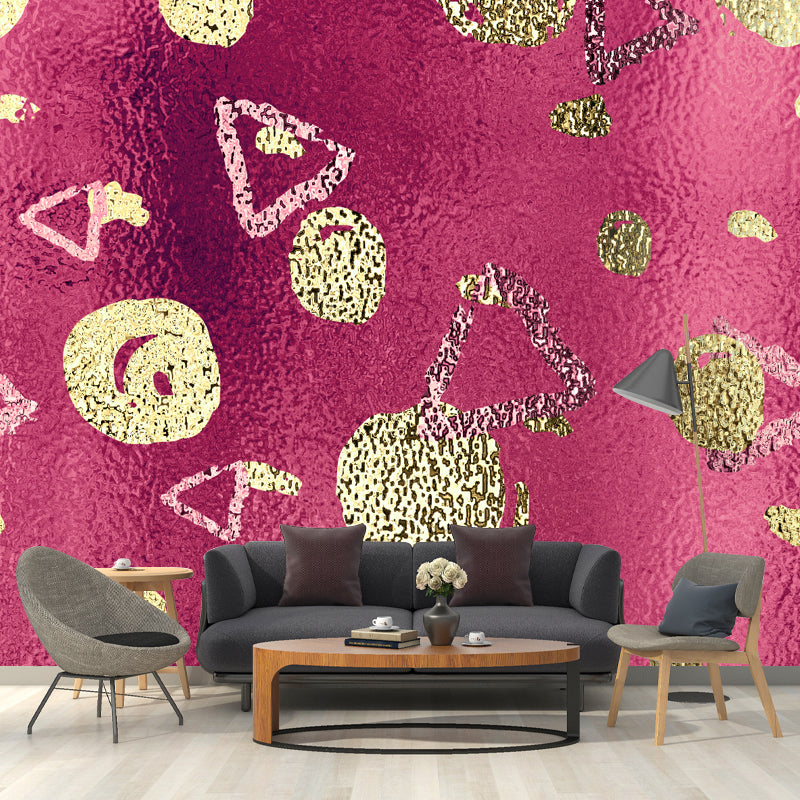 Custom Illustration Artistry Mural with Foil Geometric Shapes Pattern in Pastel Color