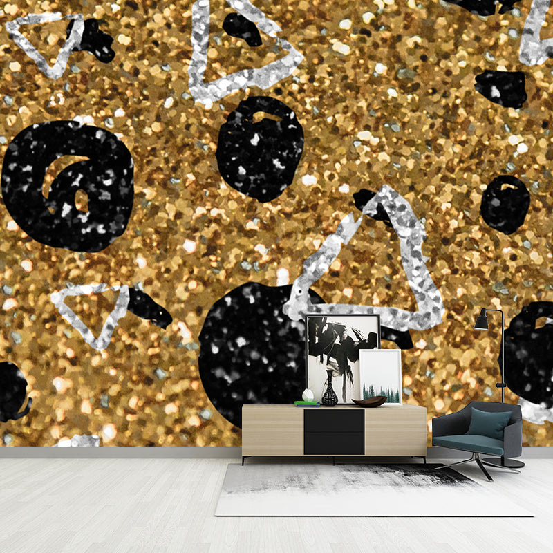 Custom Illustration Artistry Mural with Foil Geometric Shapes Pattern in Pastel Color