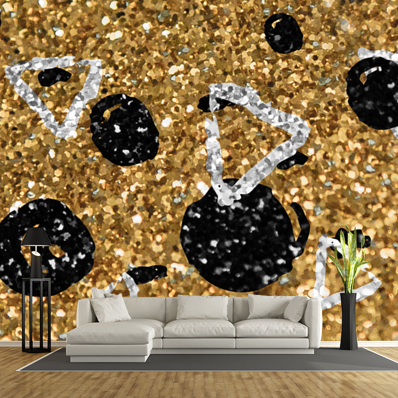 Custom Illustration Artistry Mural with Foil Geometric Shapes Pattern in Pastel Color