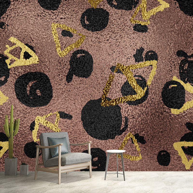 Custom Illustration Artistry Mural with Foil Geometric Shapes Pattern in Pastel Color