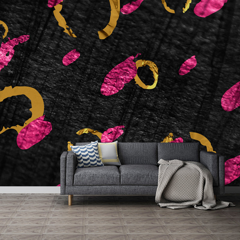 Modern Circles Foil Mural Decal Dark Color Moisture Resistant Wall Decor for Room