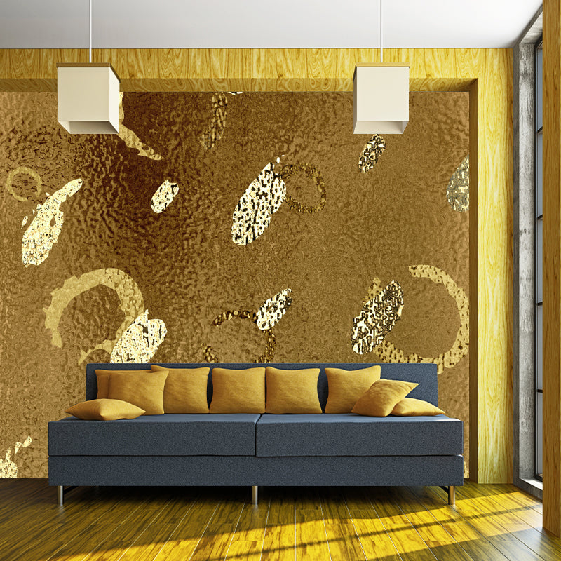 Modern Circles Foil Mural Decal Dark Color Moisture Resistant Wall Decor for Room
