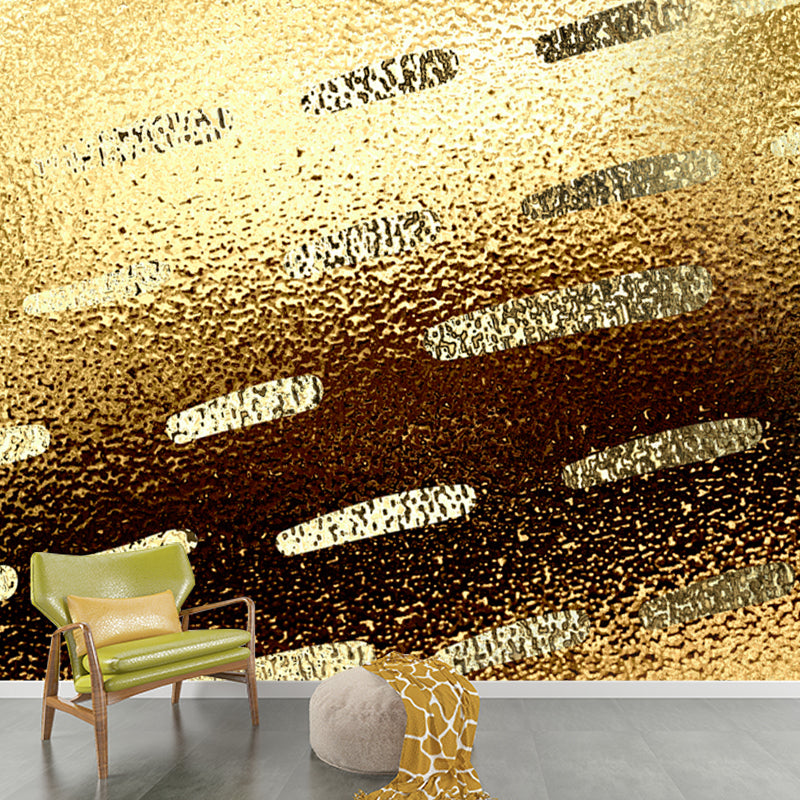 Striped Foil Wallpaper Mural Gold Modernist Wall Decor for Bedroom, Custom Printed