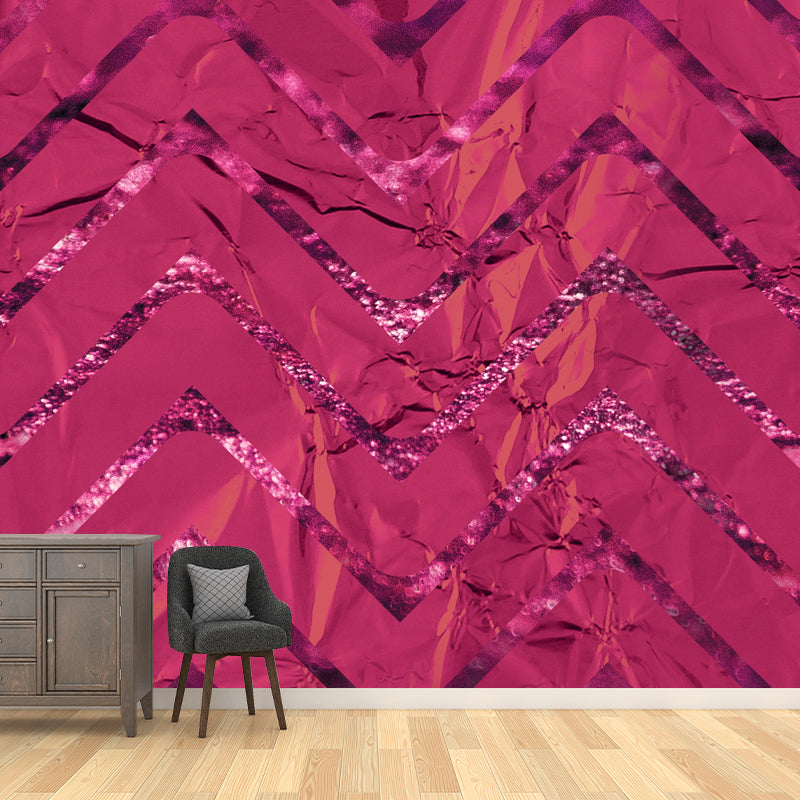 Stylish Chevron Pattern Mural Non-Woven Stain Resistant Dark Color Wall Art for Home