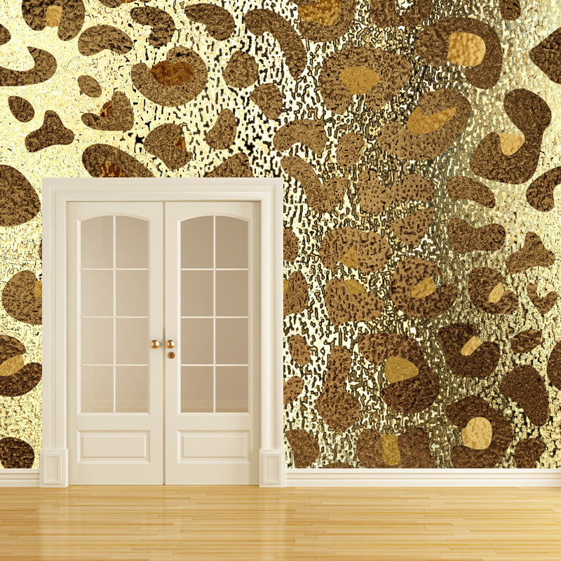 Trendy Leopard Print Foil Mural Bright Color Moisture Resistant Wall Decor for Living Room
