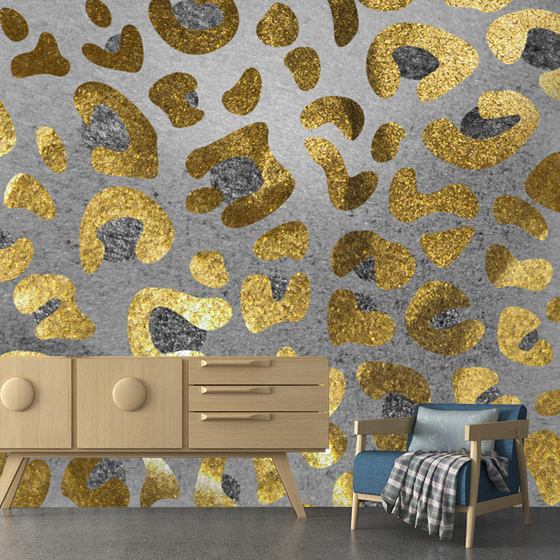 Trendy Leopard Print Foil Mural Bright Color Moisture Resistant Wall Decor for Living Room