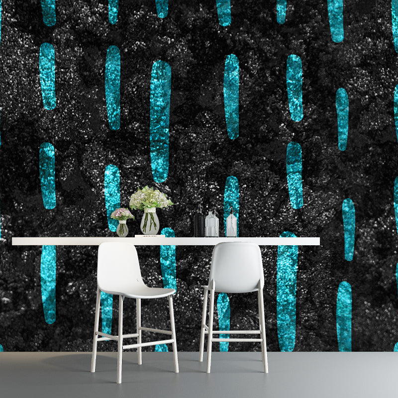 Dark Color Modern Mural Decal Big Stripes Foil Wall Art for Living Room, Custom Size