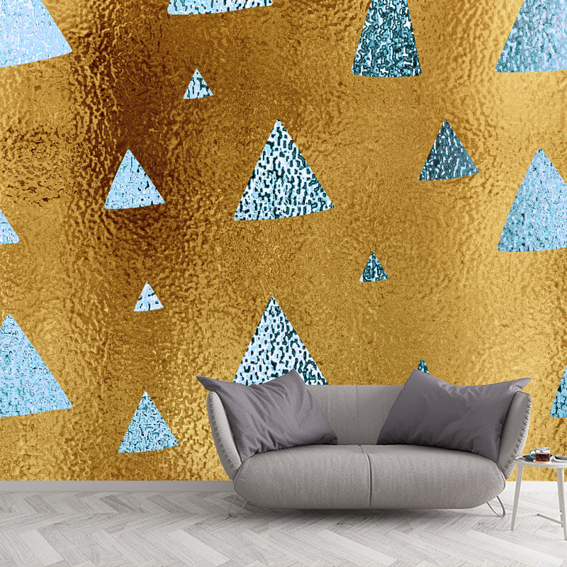 Modern Triangle Print Wallpaper Mural Dark Color Foil Wall Art for Hallway, Size Optional