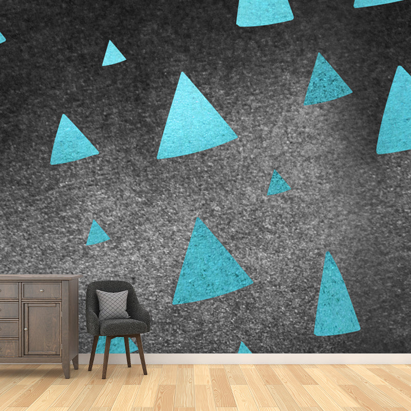 Modern Triangle Print Wallpaper Mural Dark Color Foil Wall Art for Hallway, Size Optional