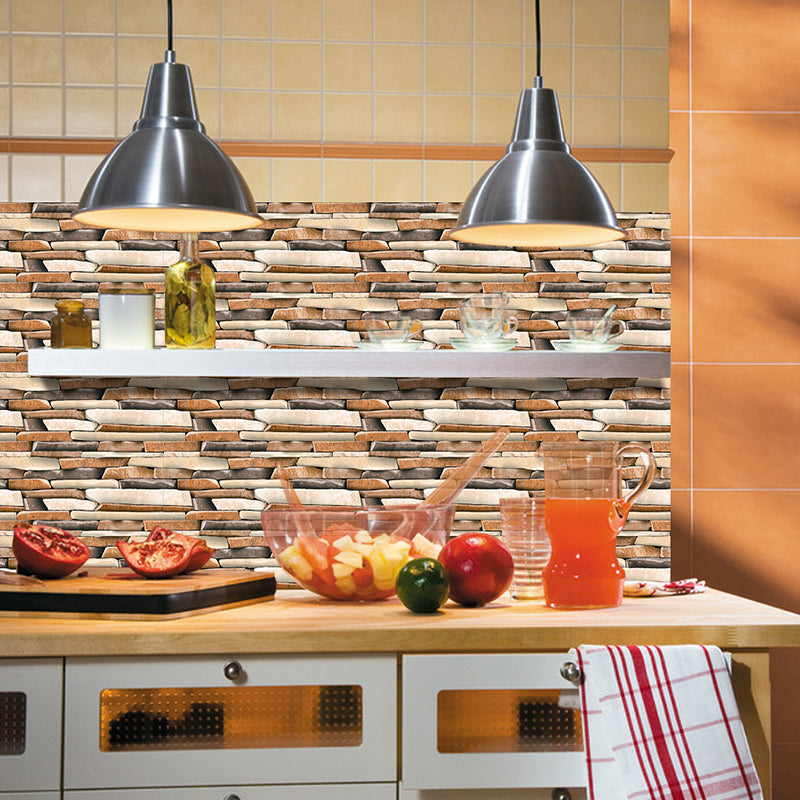 12 Pcs Brick Effect Wallpaper Panels Self Sticking Industrial Kitchen Wall Art, 8' x 4"