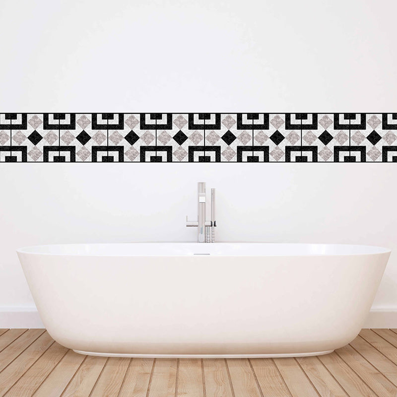 Grey-Black Modern Peel Wallpaper Panels 10 Pcs Symmetric Marble Wall Art for Home