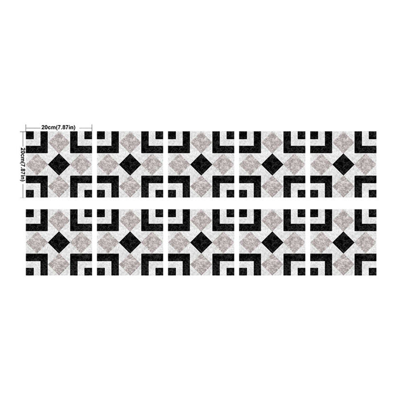 Grey-Black Modern Peel Wallpaper Panels 10 Pcs Symmetric Marble Wall Art for Home