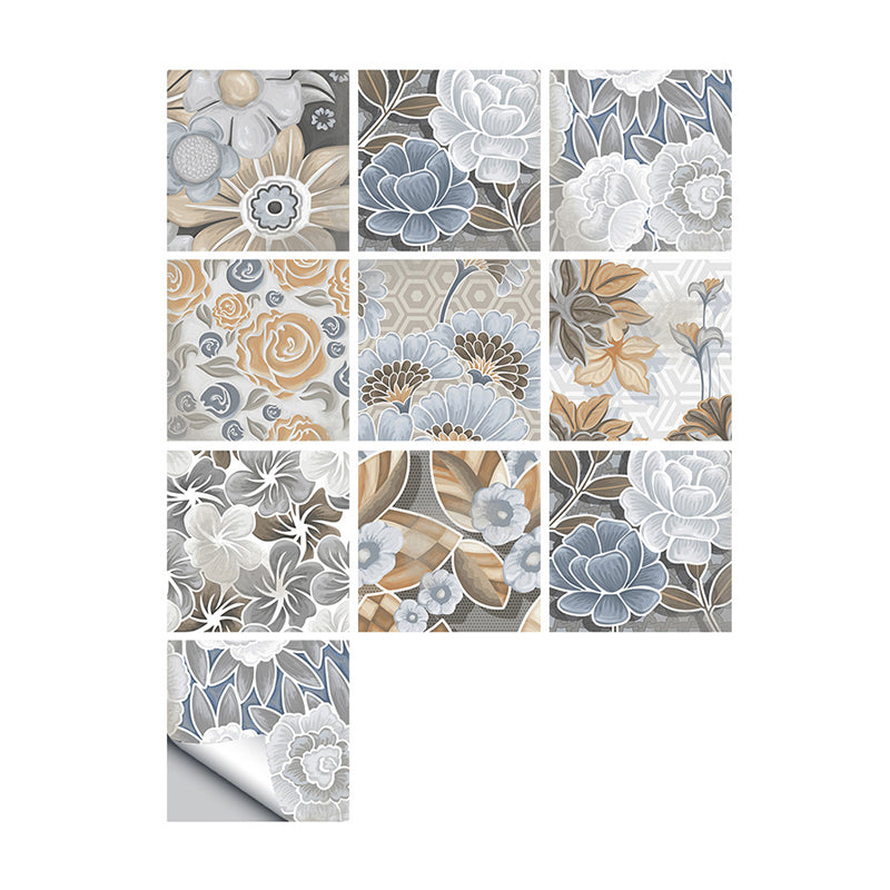 Farmhouse Peony Blossom Wallpapers for Accent Wall 10 Pcs 9.7-sq ft Wall Art in Grey, Self-Adhesive