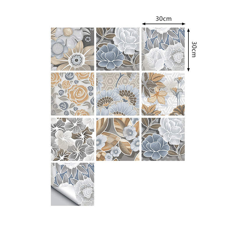 Farmhouse Peony Blossom Wallpapers for Accent Wall 10 Pcs 9.7-sq ft Wall Art in Grey, Self-Adhesive