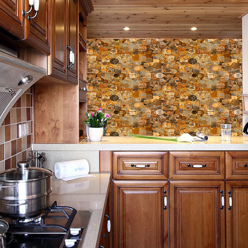 Adhesive Abstract Wallpaper Panels 12 Pieces Modern PVC Wall Art in Dark Brown, 8' L x 4" W