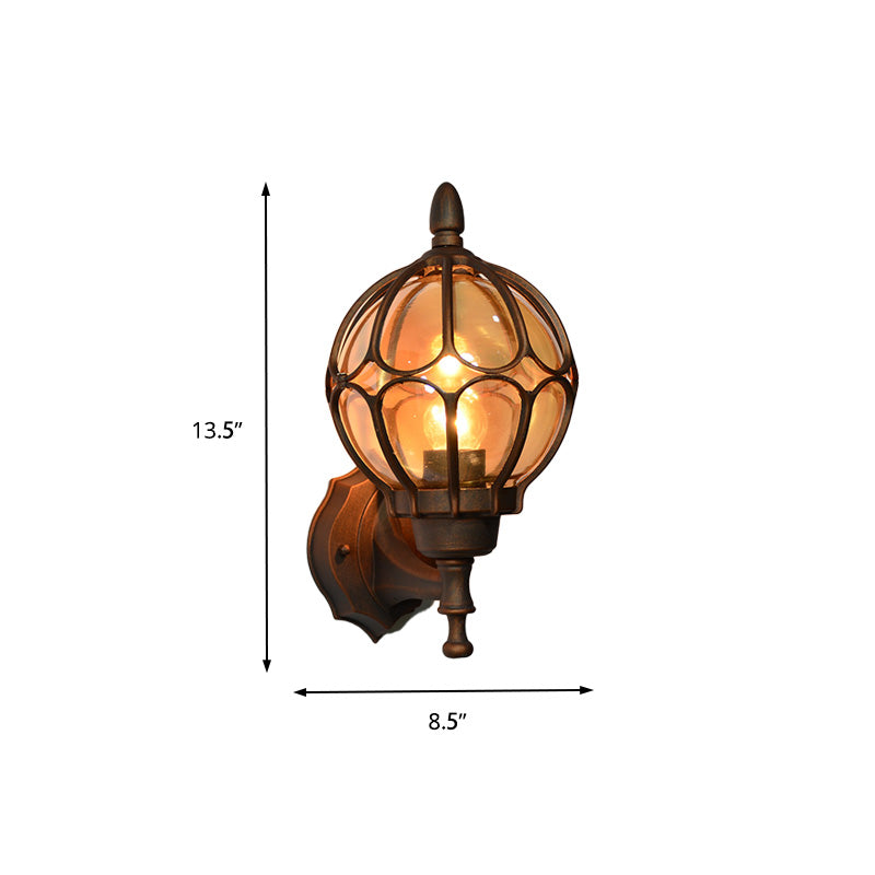 Globe Living Room Wall Lightture Industrial Amber Verre 1 Light Black / Gol
