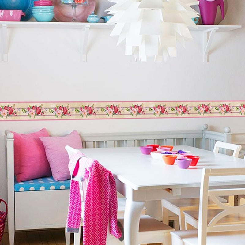 Rustic Blossoming Peony Wallpapers PVC Self-Stick Pink Wall Art for Bedroom, 2 Pcs