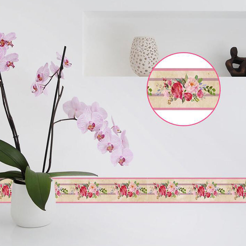 Rustic Blossoming Peony Wallpapers PVC Self-Stick Pink Wall Art for Bedroom, 2 Pcs